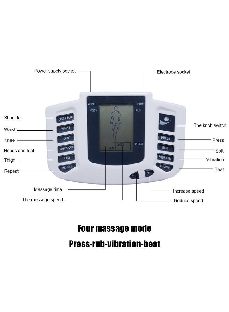 Electric Tens Muscle Stimulator Digital Therapy Full Body Massage Relax Pulse EMS Acupuncture Machine with 16 Pads and Slippers - Image 5