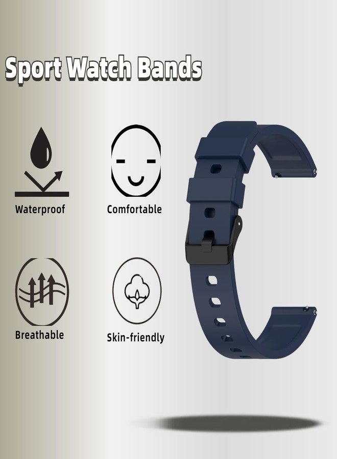 أساور سيليكون QHBAMD متوافقة مع ساعات Amazfit Bip 3 Pro/ Bip 3/ Bip U Pro/ Bip U/ Bip S/ Bip Lite/ Bip S Lite/ Amazfit GTR مقاس 42 مم، عبوة من 4 أساور معصم بديلة ناعمة مقاس 20 مم (أزرق داكن + وردي فاتح + أخضر عسكري + أصفر زاهي) - Image 3