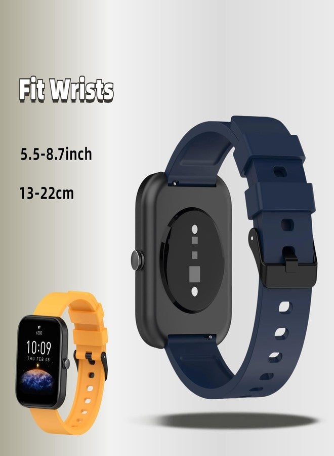 أساور سيليكون QHBAMD متوافقة مع ساعات Amazfit Bip 3 Pro/ Bip 3/ Bip U Pro/ Bip U/ Bip S/ Bip Lite/ Bip S Lite/ Amazfit GTR مقاس 42 مم، عبوة من 4 أساور معصم بديلة ناعمة مقاس 20 مم (أزرق داكن + وردي فاتح + أخضر عسكري + أصفر زاهي) - Image 4
