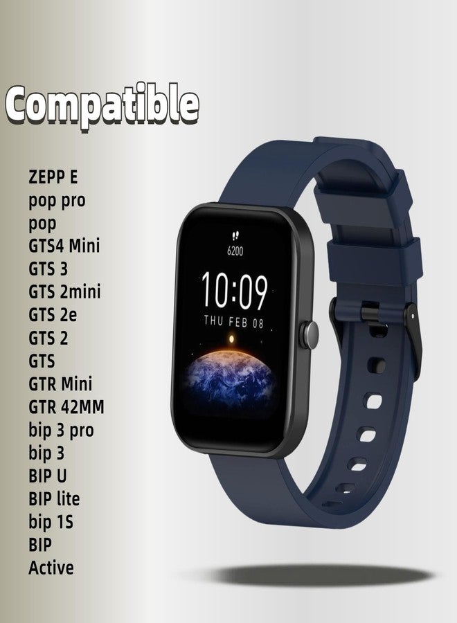 أساور سيليكون QHBAMD متوافقة مع ساعات Amazfit Bip 3 Pro/ Bip 3/ Bip U Pro/ Bip U/ Bip S/ Bip Lite/ Bip S Lite/ Amazfit GTR مقاس 42 مم، عبوة من 4 أساور معصم بديلة ناعمة مقاس 20 مم (أزرق داكن + وردي فاتح + أخضر عسكري + أصفر زاهي) - Image 2
