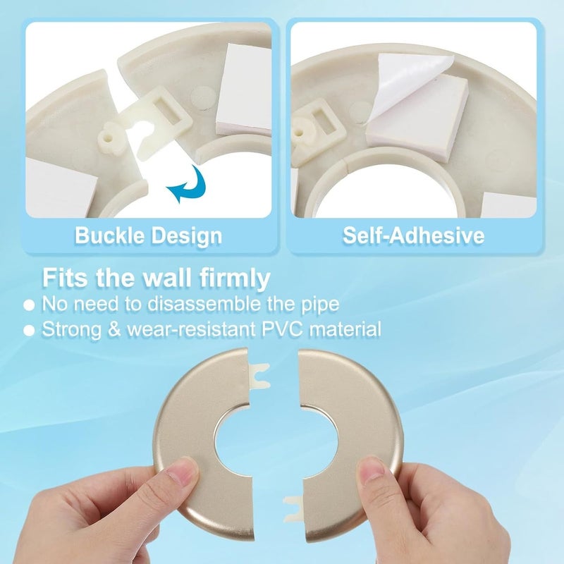 2pc Black ABS Wall Split Flanges 1.2in Round Self Adhesive Escutcheon 33mm - Image 4