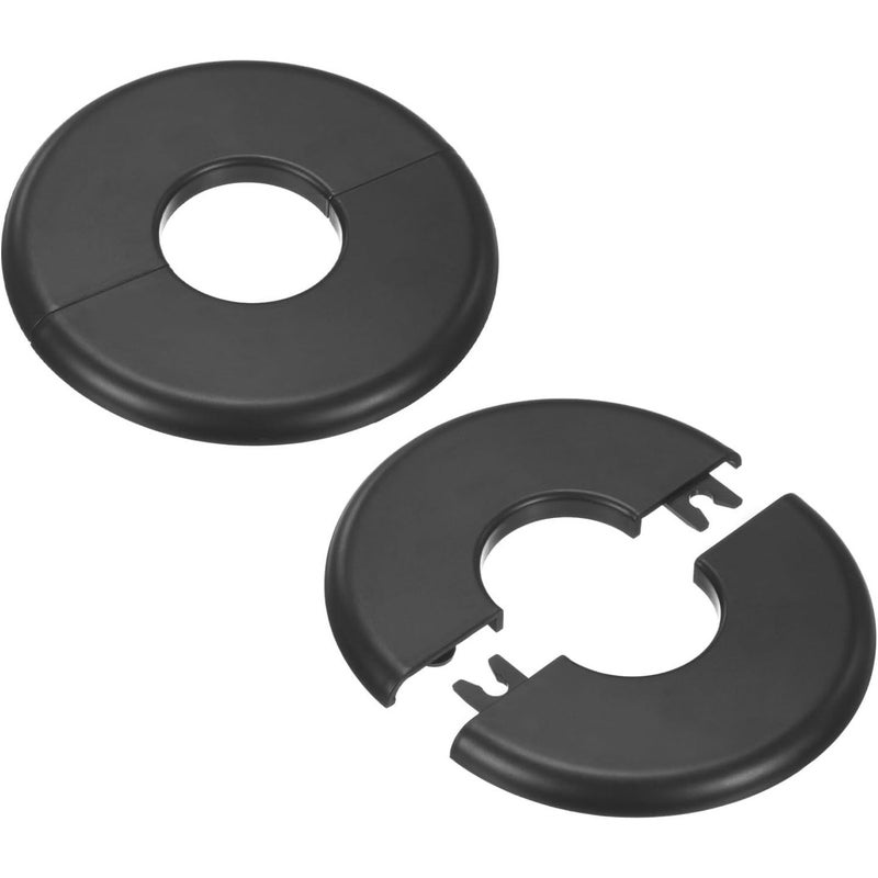 2pc Black ABS Wall Split Flanges 1.2in Round Self Adhesive Escutcheon 33mm - Image 2