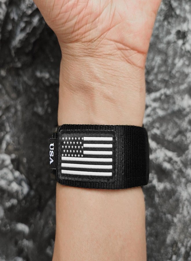 Abanen Rugged Tactical Nylon Watch Band for Garmin Instinct 3 45mm/ Instinct 2 Solar, Sport Strap with Stars-Stripes Flag for Instinct E 45mm/ Tactical/Tide/Esports (Black) - Image 5