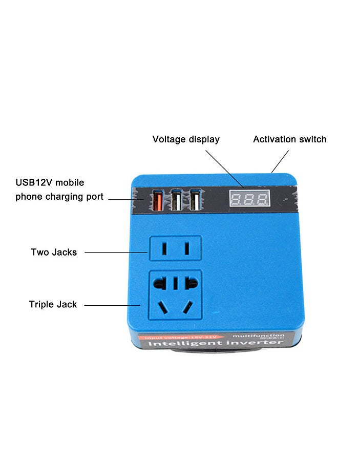 Generic 120W Lithium Battery Inverter Multifunction Lithium Tools Battery Inverter 21V to 220VAC Inverter Dual-engine Intelligent Multiple Protections Inverter  - Image 3