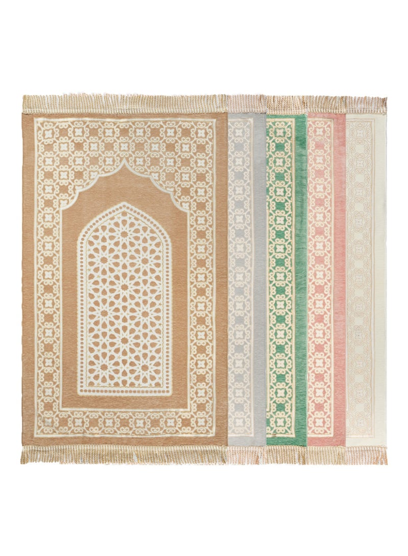 الحرائر  سجادة صلاة من نسيج الشانيل مبطنة عالية الجودة بتصاميم وزخارف هندسية إسلامية عصرية مقاس 120X70 سم - Image 3