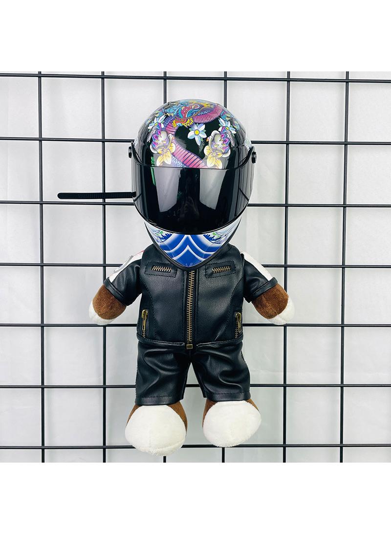 Y&D Mini Style Full Face Plush Toy Helmet Motorcycle Lover’s Small Racing Crash Helmet Souvenir Ornament Desk Decorator Motorsport Fans Gift 30cm  - Image 1