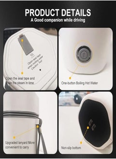 Generic Portable Electric Kettle, DC 12V, 80W, 350ml Capacity Stainless Steel Mini Tea Coffee Kettle Water Boiler, Leakage Proof Compact Water Heater with Double Anti Scalding  - Image 5