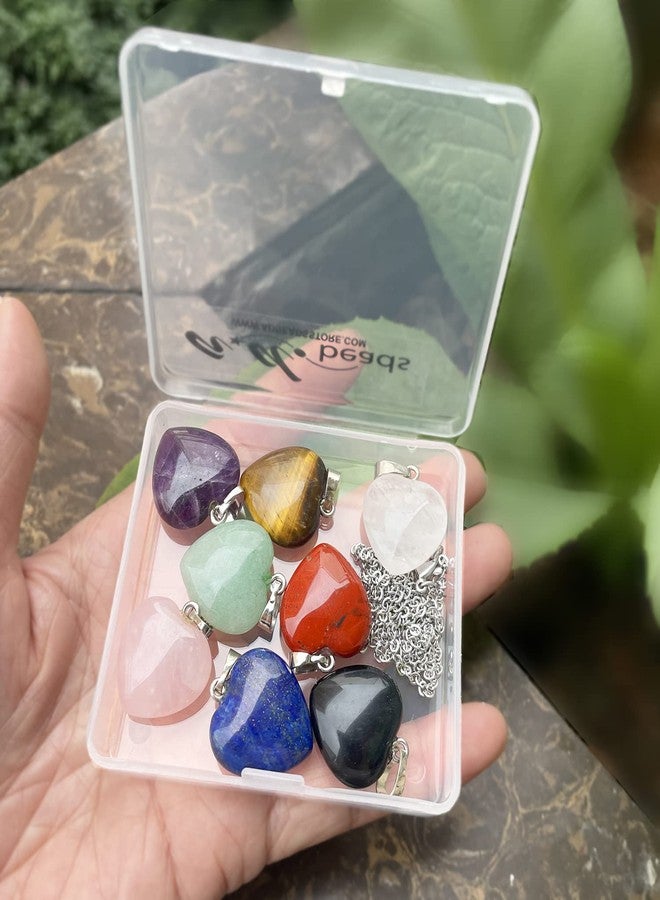 AD BeadsNatural Stone Charms Stone Beads Pendants for Jewelry Necklace Making (Heartshape Multi-colored - 8pcs Crystal) - Image 5
