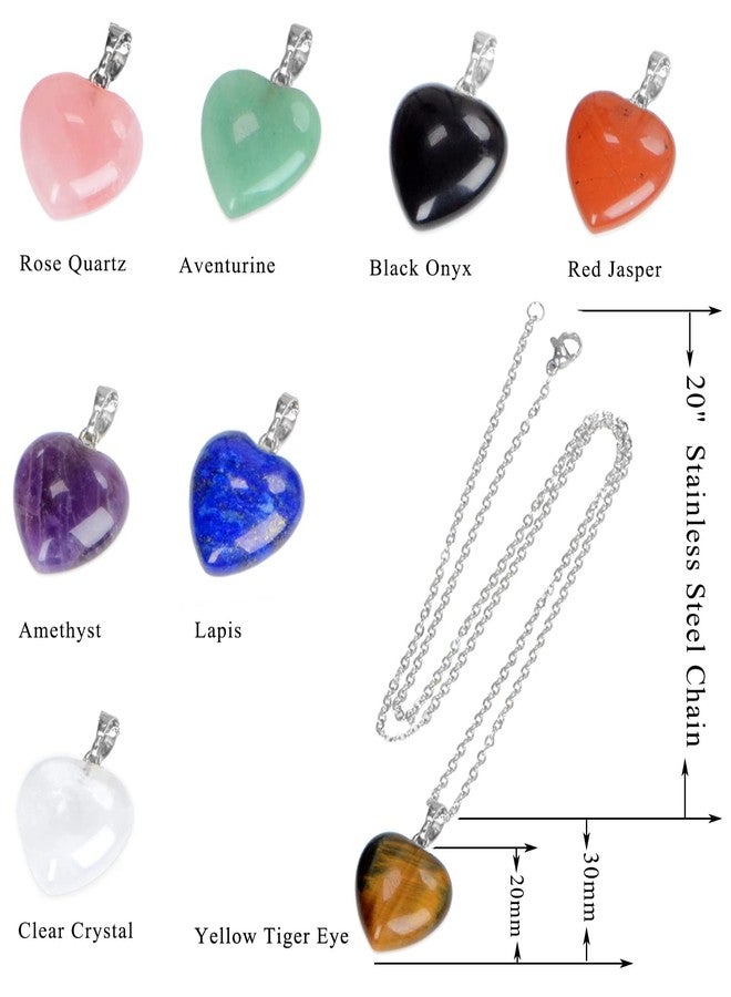AD BeadsNatural Stone Charms Stone Beads Pendants for Jewelry Necklace Making (Heartshape Multi-colored - 8pcs Crystal) - Image 4