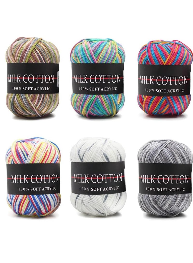 KASTWAVE 6 Rolls 50g Acrylic Yarn Skeins, Soft Yarn for Crocheting and Knitting Craft Project, Assorted Starter Crochet Kit Yarn Bulk for Adults and Kids - Image 1