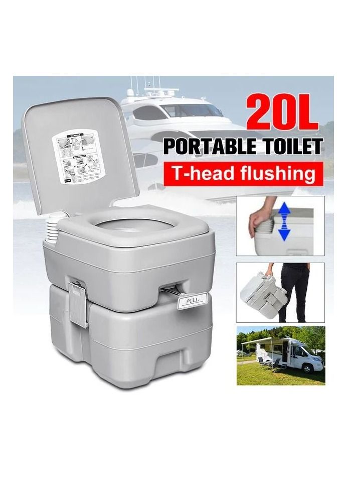 Travel Camping Portable Toilet Flush 5 Gallon 20 L Outdoor Grey  - Image 2