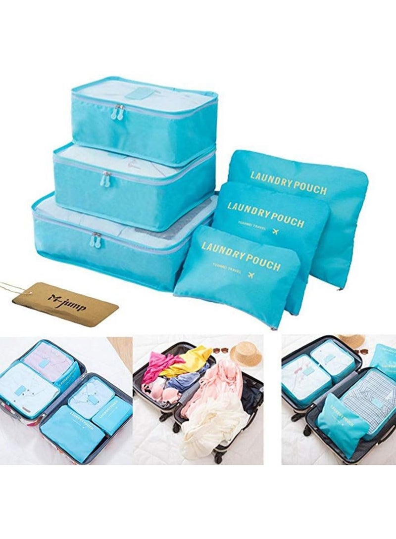Large 6 Pack Travel Packing Cubes Organizer Set for Clothes, Shoes, and Laundry - Blue - Image 3