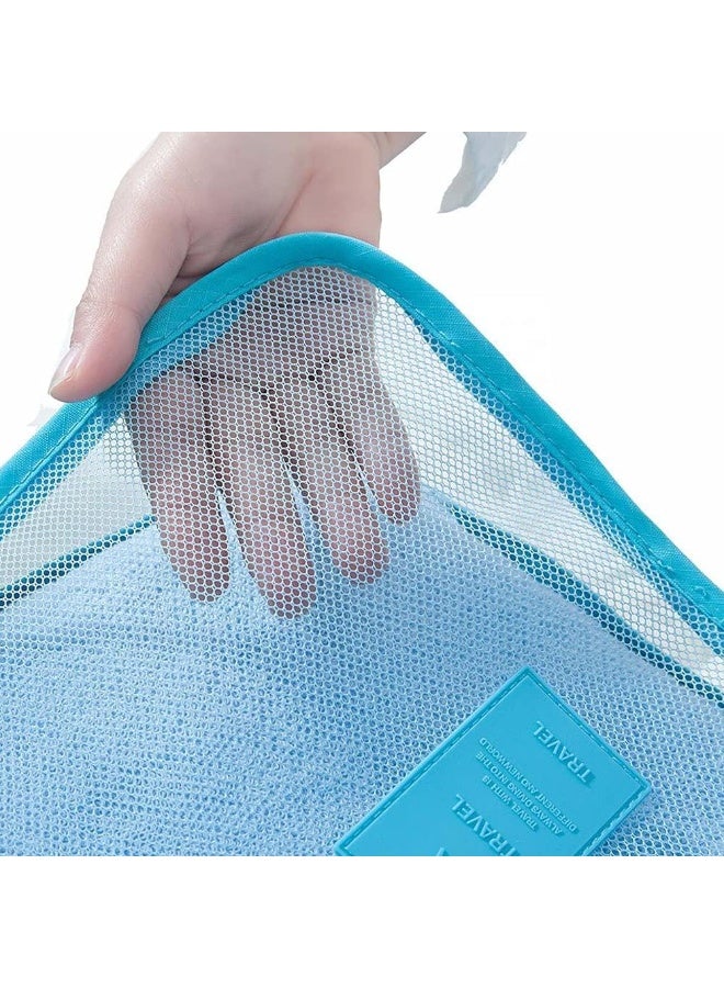 Large 6 Pack Travel Packing Cubes Organizer Set for Clothes, Shoes, and Laundry - Blue - Image 4