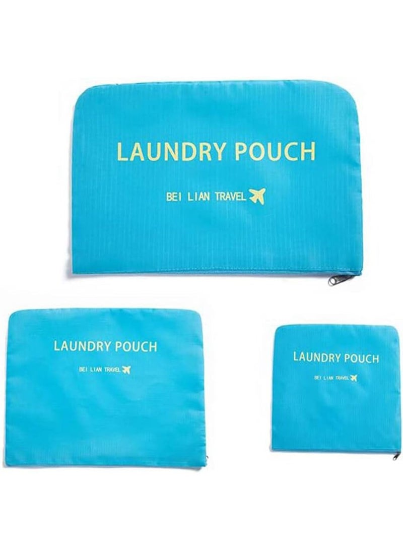 Large 6 Pack Travel Packing Cubes Organizer Set for Clothes, Shoes, and Laundry - Blue - Image 2