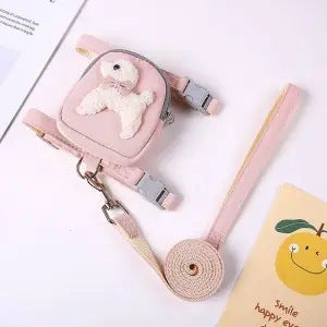 Generic Cat Small Dog Traction Rope Anti-break Adjustable Backpack Style Four Seasons Cat Dog Walking Rope Home Traction Rope Pink backpack