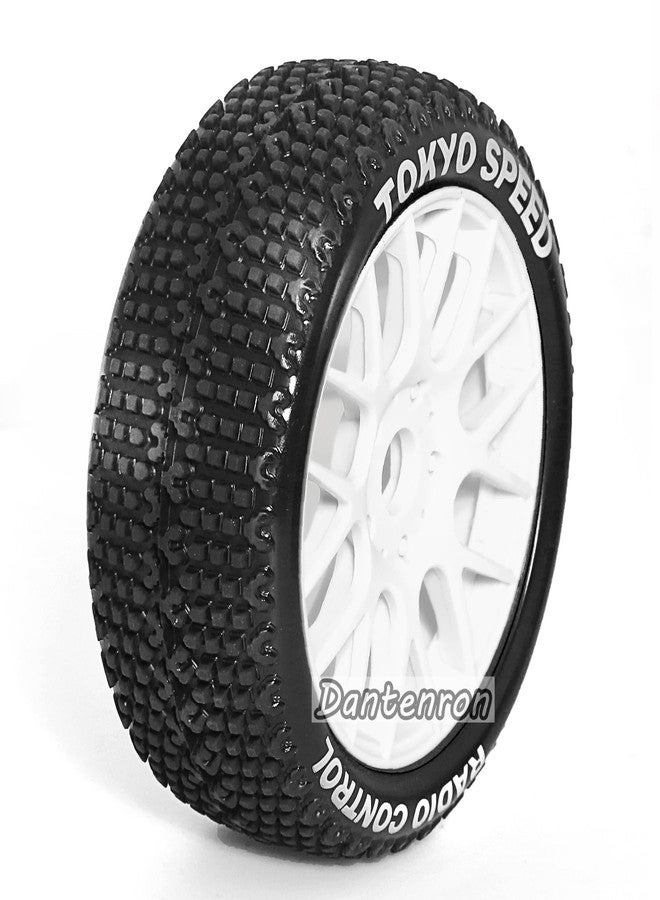 Dantenron 1/8 RC Buggy Tires and Wheels Rims 17mm Hex All Terrain Rubber Tyres for 1:8 Scale Off-Road Truck Car Arrma Typhon 6S 3S Talion 6S Losi 8ight HPI Vorza Flux Kyosho Hobao 4PCS (White) - Image 3