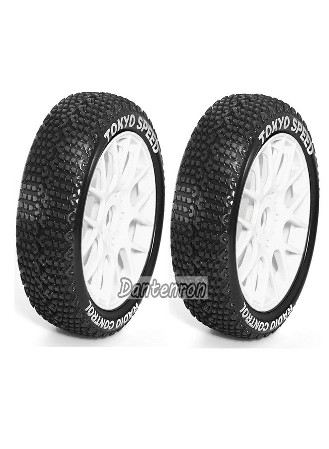Dantenron 1/8 RC Buggy Tires and Wheels Rims 17mm Hex All Terrain Rubber Tyres for 1:8 Scale Off-Road Truck Car Arrma Typhon 6S 3S Talion 6S Losi 8ight HPI Vorza Flux Kyosho Hobao 4PCS (White) - Image 4