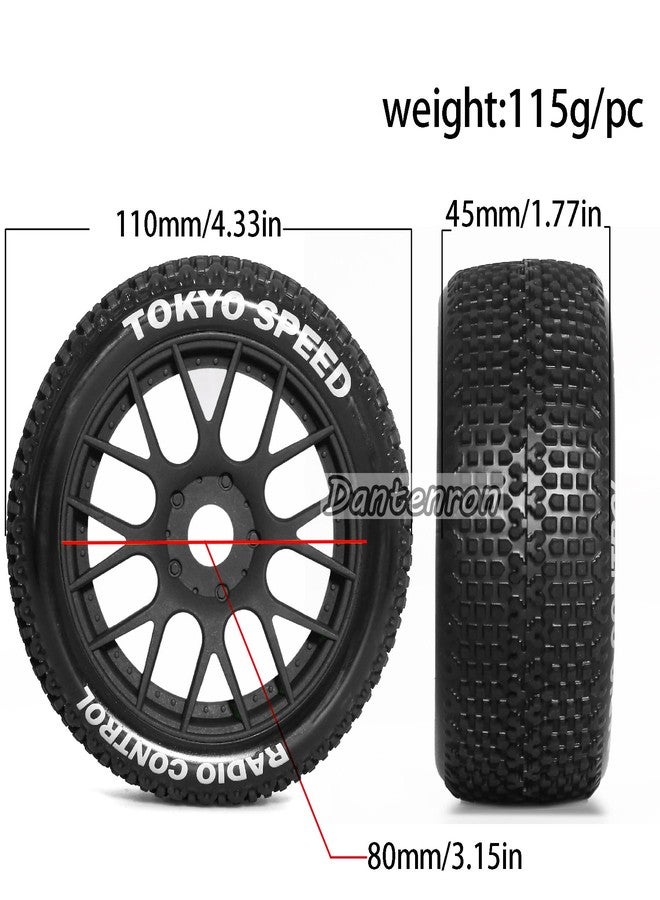 Dantenron 1/8 RC Buggy Tires and Wheels Rims 17mm Hex All Terrain Rubber Tyres for 1:8 Scale Off-Road Truck Car Arrma Typhon 6S 3S Talion 6S Losi 8ight HPI Vorza Flux Kyosho Hobao 4PCS (White) - Image 2