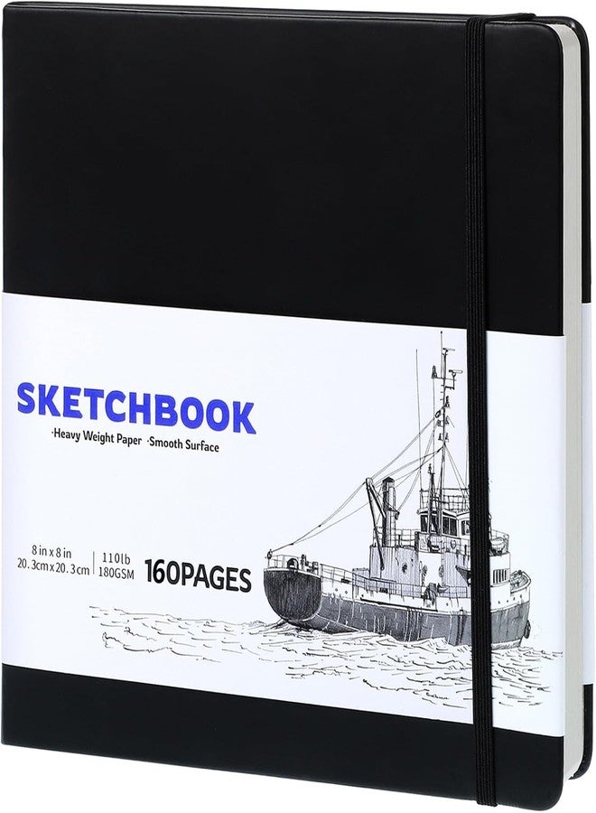 Prudiut Hardcover Sketch Book, 110lb/180GSM Sketchbook for Drawing Painting, 160 Pages/80 Sheets Square Sketch Pad, 8×8 in Drawing Book Art Supplies for Teens, Adults, Artists - Image 1