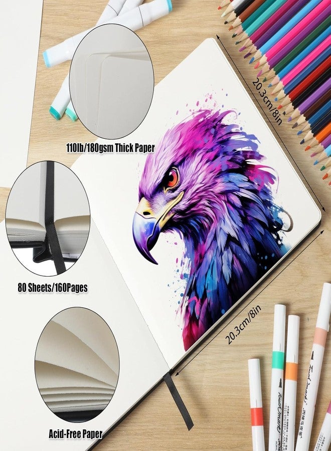 Prudiut Hardcover Sketch Book, 110lb/180GSM Sketchbook for Drawing Painting, 160 Pages/80 Sheets Square Sketch Pad, 8×8 in Drawing Book Art Supplies for Teens, Adults, Artists - Image 2