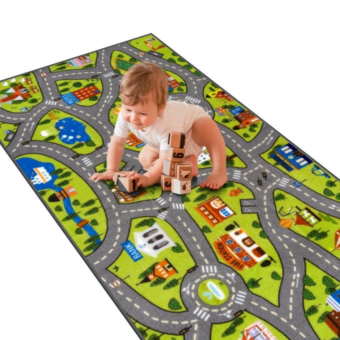 WASHABLE KIDS PLAY RUG FOR PLAYROOM BOYS CAR RUG FOR KIDS TOY CARS HAVE FUN SAFELY NONSLIP EDUCATIONAL CITY ROAD RUGS CARPETS FOR KID ROOM BEDROOM 60 X 32