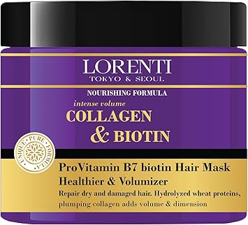 LORENTI قناع الشعر العميق من لورنتي 500 مل للشعر الجاف التالف الكثيف المجعد يحتوي على فيتامين B7 بروتينات لتحقيق توازن وترطيب الشعر 169 أونصة سائلة كولاجين بيوتين - Image 1