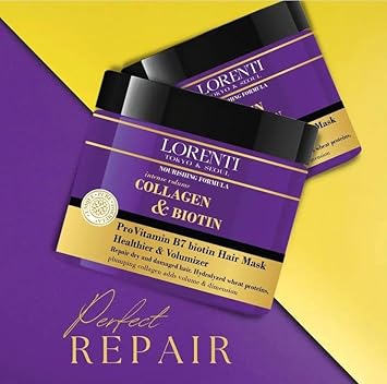 LORENTI قناع الشعر العميق من لورنتي 500 مل للشعر الجاف التالف الكثيف المجعد يحتوي على فيتامين B7 بروتينات لتحقيق توازن وترطيب الشعر 169 أونصة سائلة كولاجين بيوتين - Image 4