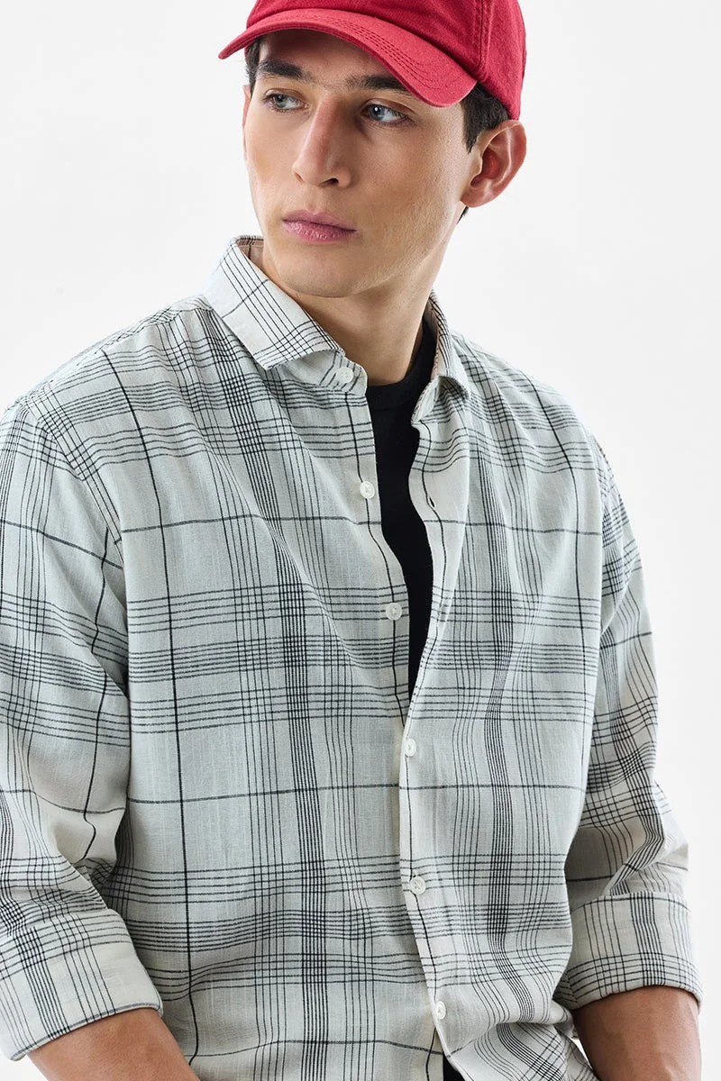 سنيتش قميص كاروهات بقصة عادية من مزيج الكتان