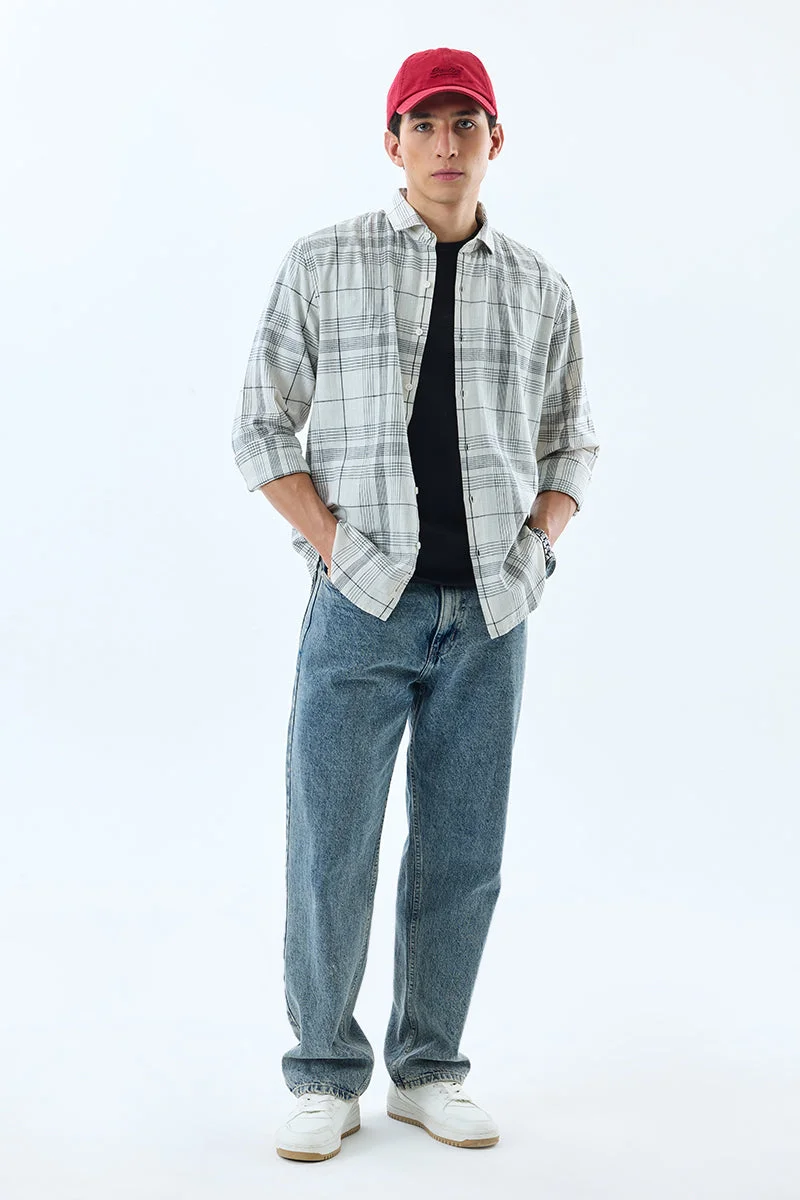 سنيتش قميص كاروهات بقصة عادية من مزيج الكتان