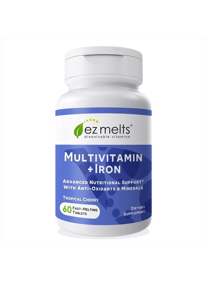 EZ Melts Dissolvable Multivitamin with Iron for Women & Men, Sugar-Free, 1-Month Supply - Image 1