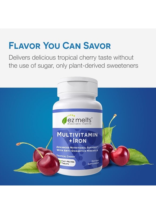 EZ Melts Dissolvable Multivitamin with Iron for Women & Men, Sugar-Free, 1-Month Supply - Image 4