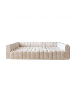 A to Z Furniture Chelsea Channel Velvet Modular Sectional Sofa Set Convertible 6-Seater Sofa in Off-White Color Sectional Sofa Set 6 Pieces  - Image 2
