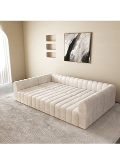 A to Z Furniture Chelsea Channel Velvet Modular Sectional Sofa Set Convertible 6-Seater Sofa in Off-White Color Sectional Sofa Set 6 Pieces  - Image 4