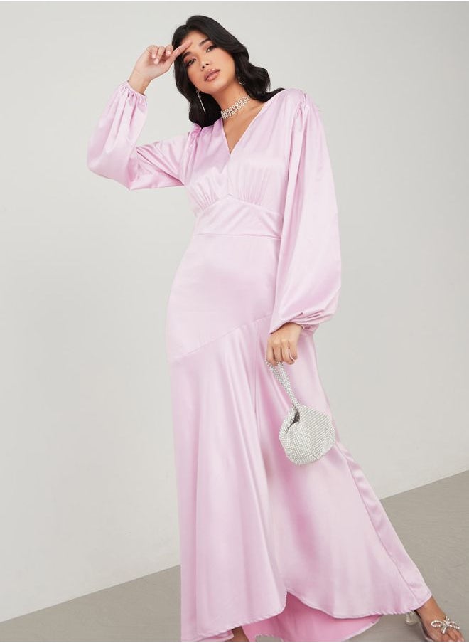 Styli Volume Sleeve High-Low Hem Maxi Dress  - Image 2