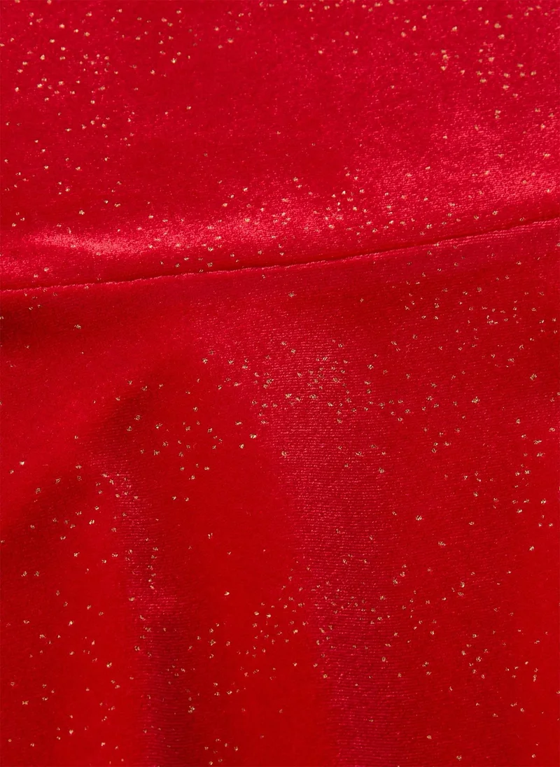 ماتلان فستان مخمل أحمر لامع للبنات