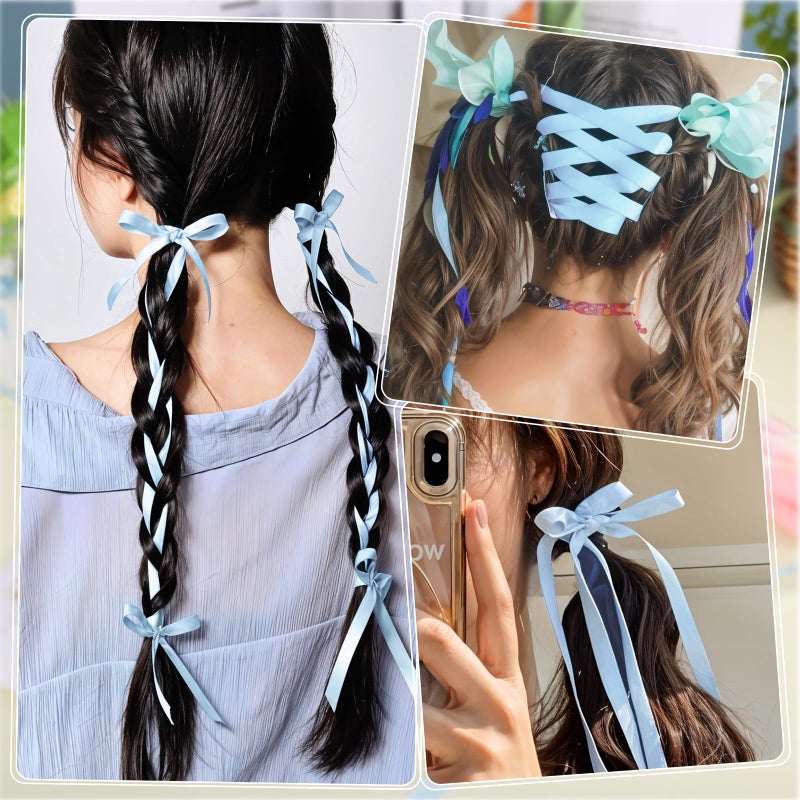 woric 120 Yards Blue Ribbon 3/8 Inch Light Baby Blue Ribbon Thin Crafts Satin Ribbons for Easter Basket Decorations Baby Shower Cake Bows Hair Wedding Gift Wrapping Basket String Cake - Image 4