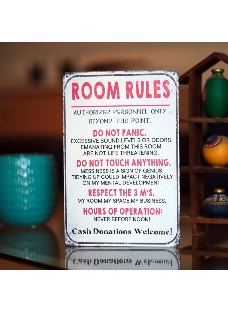 STORE 2508 - Store2508 Vintage Metal Tin Sign Poster–Room Rules 30x20 Cm - Image 1