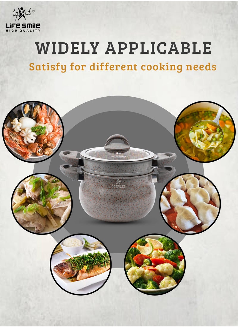 26cm (10 Litre) Multipurpose Stock Pot and Steamer Pot Set - Induction Couscoussier with PFOA-free Aluminum Non Stick 2-tier Cooking Pot with Lid for Soups,Seafood,Vegetables,Stews,Rice and Pasta - pzsku/ZA195C6F7B4EBFBA4337BZ/45/_/1676713419/2bfc6b3e-05c9-478d-94ab-d3019ccd5d9f
