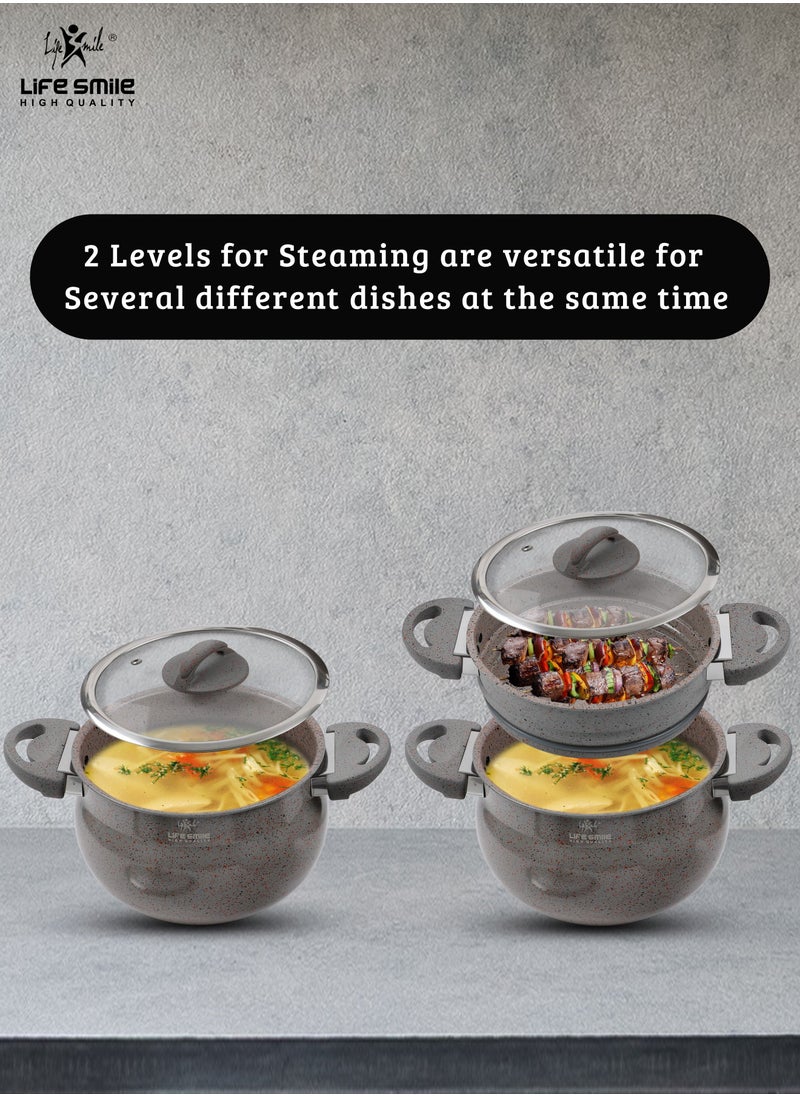 26cm (10 Litre) Multipurpose Stock Pot and Steamer Pot Set - Induction Couscoussier with PFOA-free Aluminum Non Stick 2-tier Cooking Pot with Lid for Soups,Seafood,Vegetables,Stews,Rice and Pasta - pzsku/ZA195C6F7B4EBFBA4337BZ/45/_/1676713419/8af5c9c6-51ba-4228-bfbd-bf3977cf6077