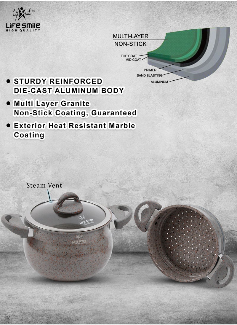 26cm (10 Litre) Multipurpose Stock Pot and Steamer Pot Set - Induction Couscoussier with PFOA-free Aluminum Non Stick 2-tier Cooking Pot with Lid for Soups,Seafood,Vegetables,Stews,Rice and Pasta - pzsku/ZA195C6F7B4EBFBA4337BZ/45/_/1676713419/b9d37077-f4f0-4757-a4e4-f58dd479917e