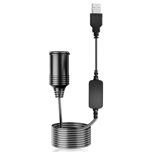 STHIRA® USB to Cigarette Lighter Socket, USB 5V to 12V Cigarette Lighter Converter, 1.2 Meter Long Cable, Plug and Go, Universal for 12W Devices, USB to 12V Cigarette Lighter for Car Fan, Dash Cam - Image 1