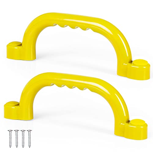 Barcaloo Playground Safety Handles - Outdoor Yellow Grab Handle Bars, Plastic Tree House or Playhouse Accessories, Backyard Playset Equipment Replacement Safety Parts for Monkey Bars, Jungle Gym, and More - Image 1