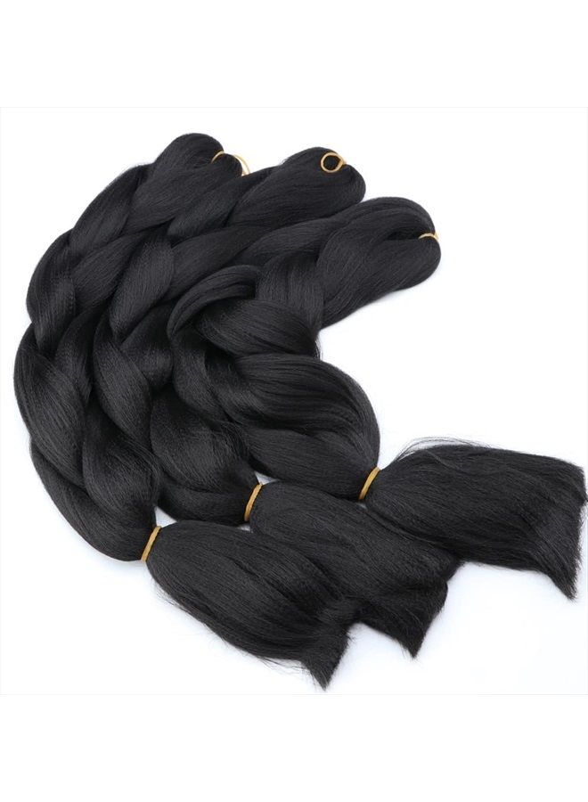 Sharopul Original Jumbo Braids Hair Extension 3pcs Pure Black Color 24inch 100g/pc For Twist Box Braiding Hair (1B black) - Image 3