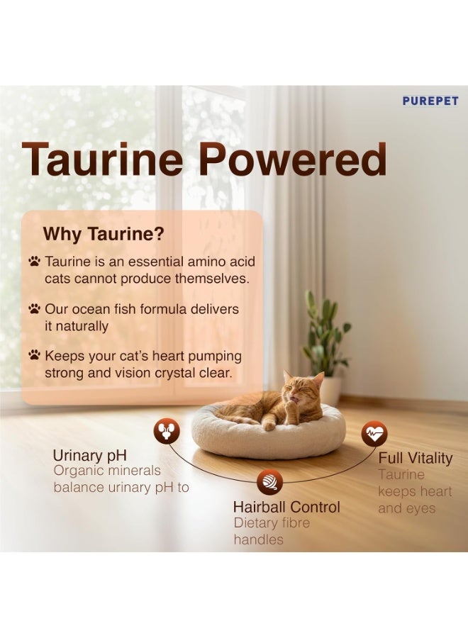 Purepet Adult Dry Cat Food 6kg | Mackerel Flavour | Taurine for Heart Health | Healthy Skin & Coat | Controls Urinary pH | Hairball Protection - Image 2
