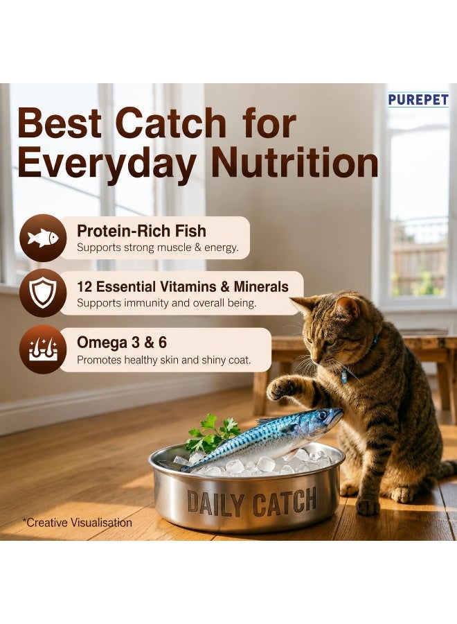 Purepet Adult Dry Cat Food 6kg | Mackerel Flavour | Taurine for Heart Health | Healthy Skin & Coat | Controls Urinary pH | Hairball Protection - Image 4