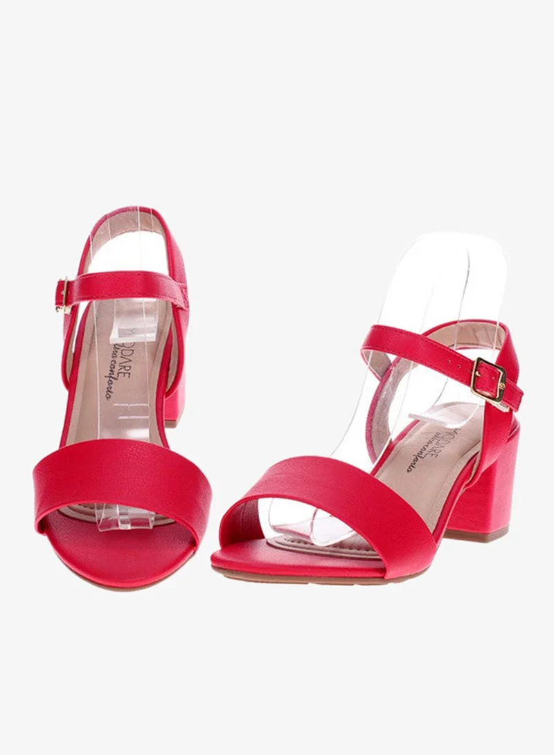Modare Red Mid Heels Sandals for Women – Sling Back Heel Sandals for Girls with Ankle Strap for Women | Best Price UAE