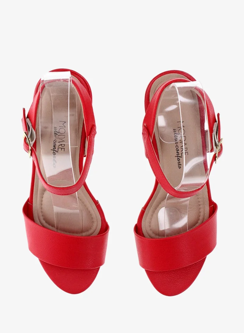 Modare Red Mid Heels Sandals for Women – Sling Back Heel Sandals for Girls with Ankle Strap for Women | Best Price UAE