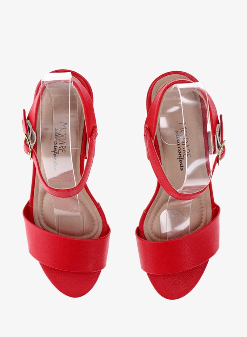 مودار صنادل بكعب متوسط للنساء - صنادل بكعب مفتوح من الخلف للبنات مع رباط للكاحل - Image 5