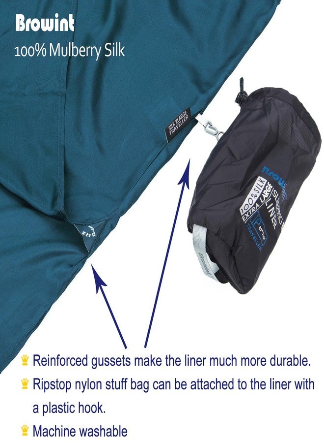 Browint Silk Sleeping Bag Liner, Silk Sleep Sheet, Sack, Extra Wide 87"x43", Lightweight Travel and Camping Sheet for Hotel, More Colors for Option, Reinforced Gussets, Pillow Pocket - Image 4