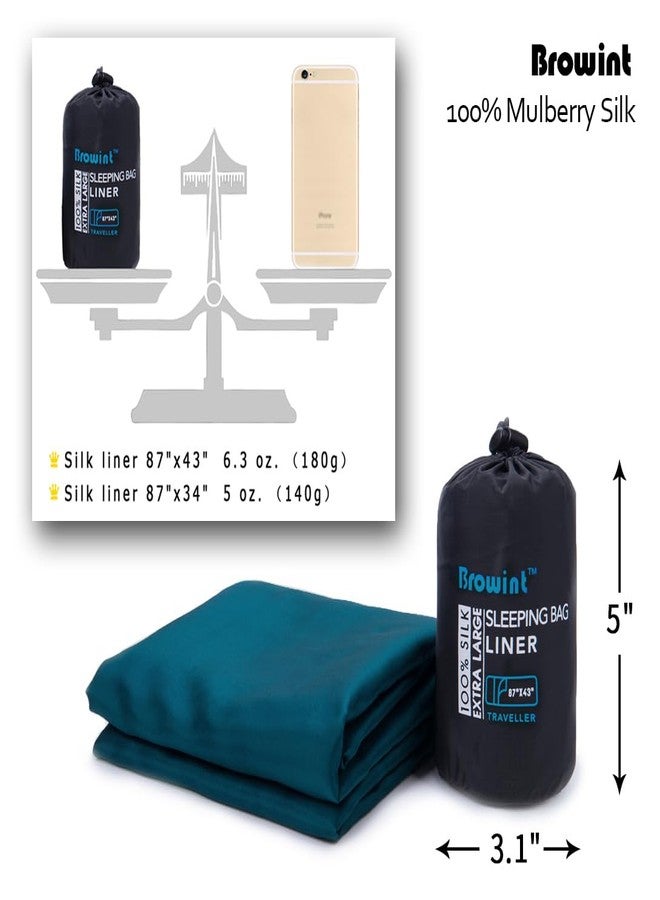 Browint Silk Sleeping Bag Liner, Silk Sleep Sheet, Sack, Extra Wide 87"x43", Lightweight Travel and Camping Sheet for Hotel, More Colors for Option, Reinforced Gussets, Pillow Pocket - Image 2